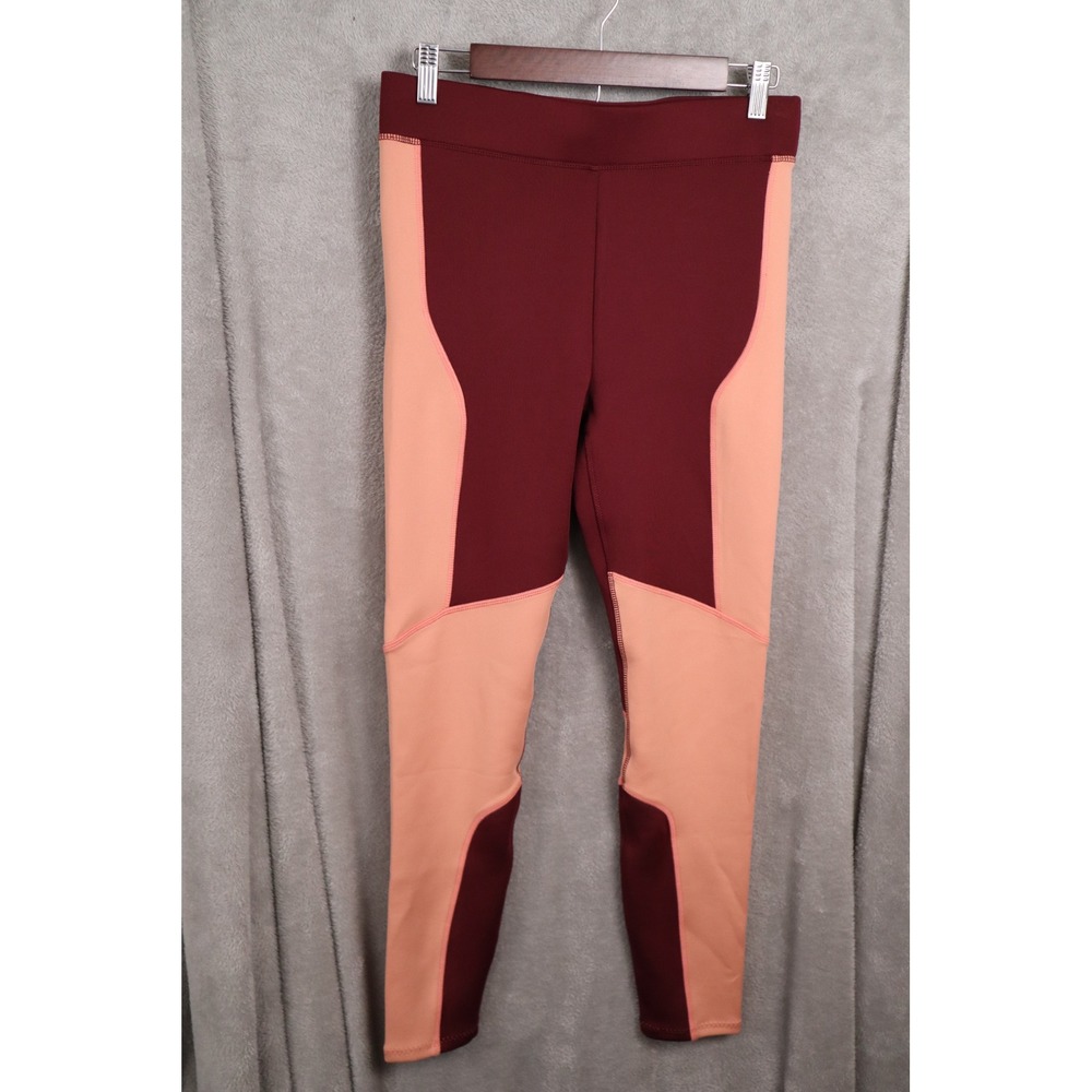 Fabletics Large Atlantis Seamed High Waisted Leggings Colorblock Maroon Women's